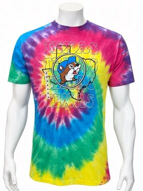 NWT Buc-ee's TEXAS Bucee's Beaver Hippie Rainbow Multicolor Tie Dye T-Shirt MD